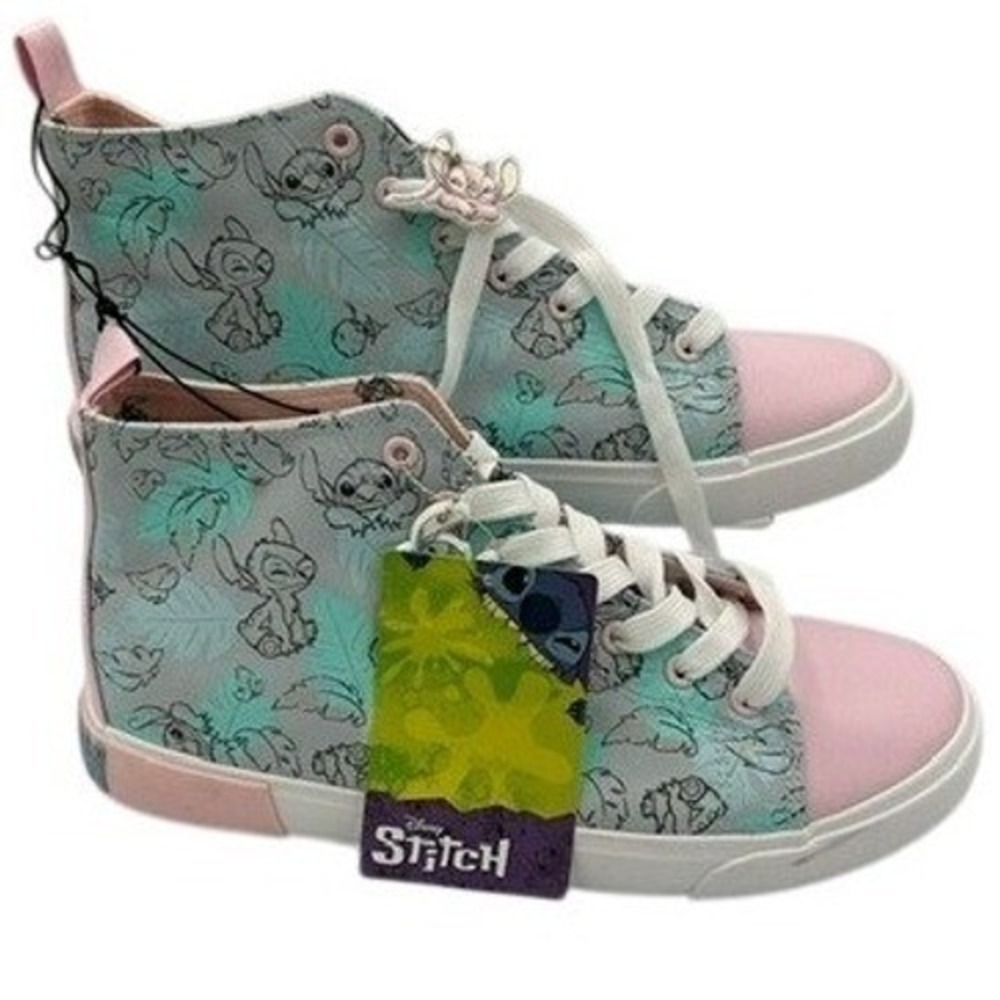 Ground Up Disney Stitch & Angel High Top Sneakers Girls Size 11 Teal‎ Pink
